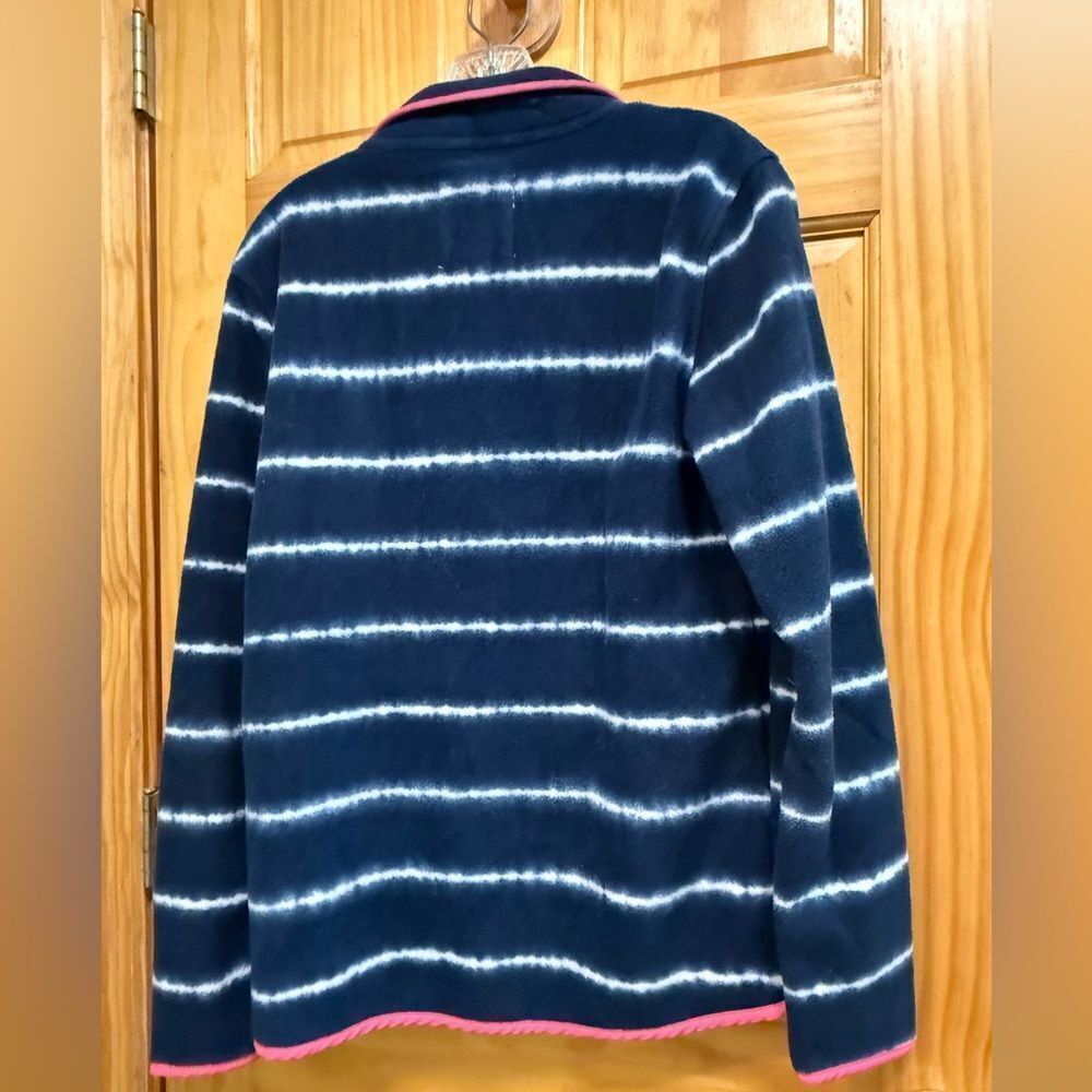 Simply Southern size M navy and white striped 1/2 button sweater with pink trim - Picture 6 of 7
